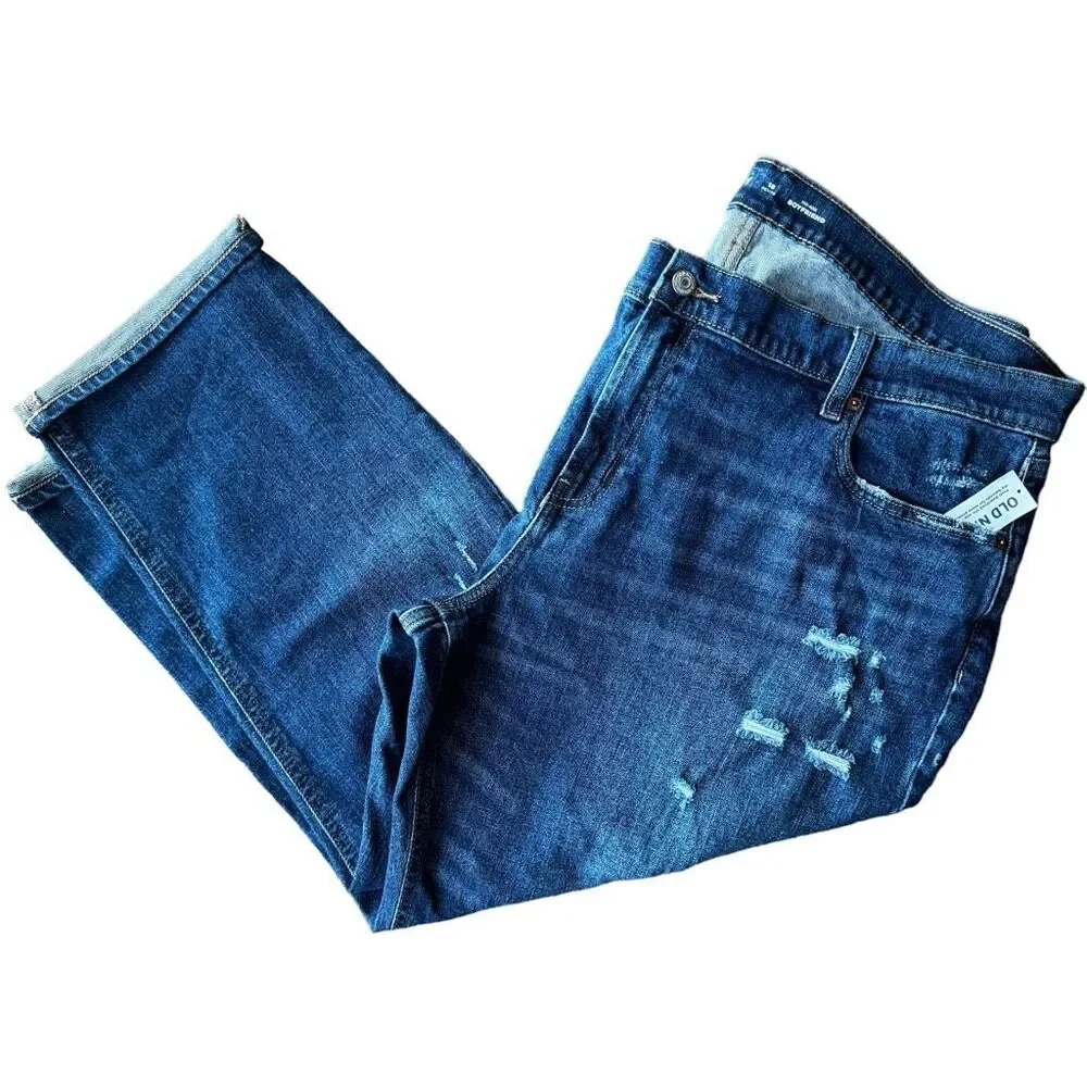 Old Navy Mid-Rise Boyfriend Distressed Cropped Jeans 18 Petite Plus Size
